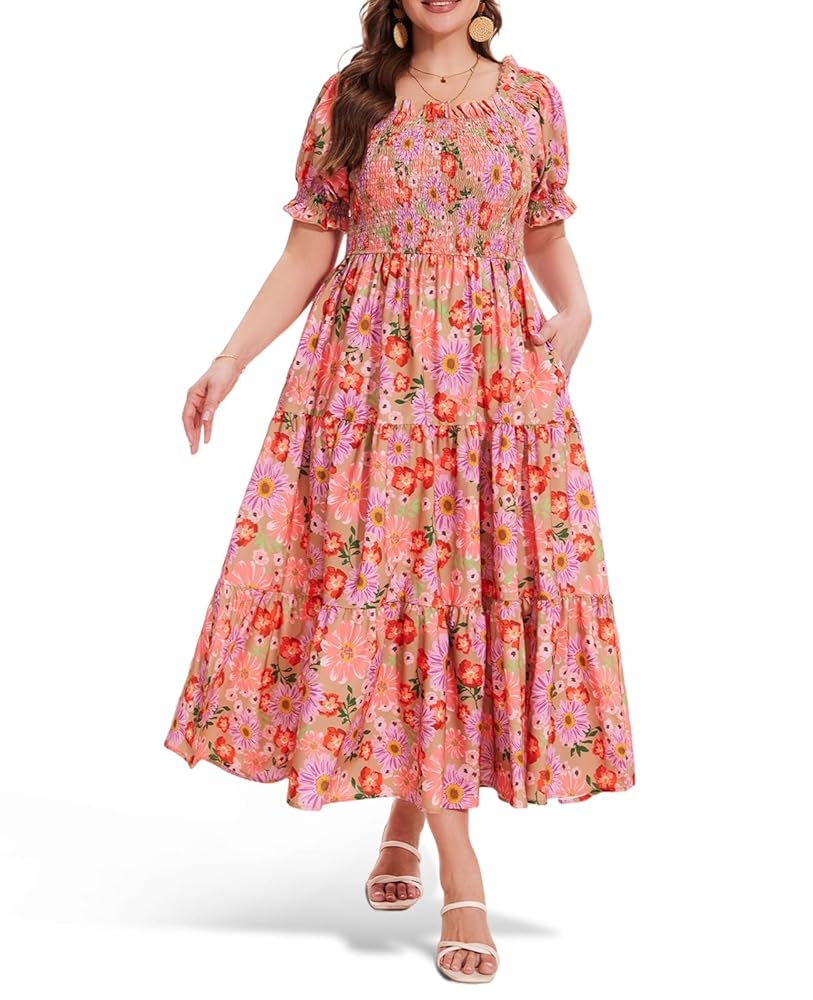 もぐ様* size95 Terra & Sky Women's Plus Size Off Shoulder Maxi Dress